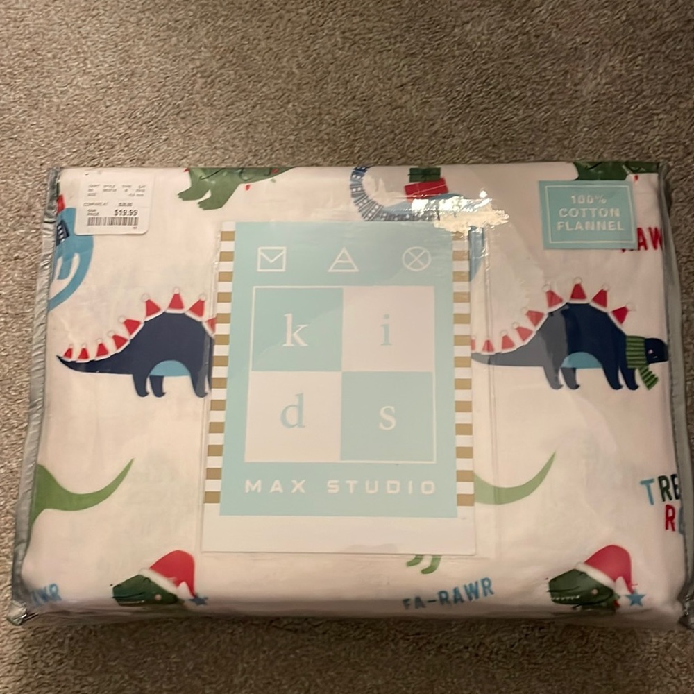 Flannel Dinosaur Christmas Sheets Sz Twin